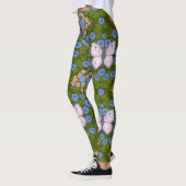 Vlinders en bloemen symmetrie, blauw en roze leggings (Links)