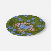 Vlinders en bloemen symmetrie, blauw en roze papieren bordje (Gekanteld)