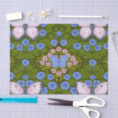 Vlinders en bloemen symmetrie, blauw en roze tissuepapier (Craft)