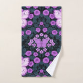 Vlinders en bloemen symmetrie, violet en blauw bad handdoek (Handdoek)