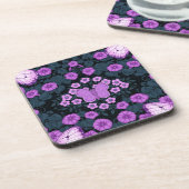 Vlinders en bloemen symmetrie, violet en blauw bier onderzetter (Linkerzijde)