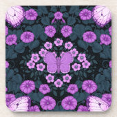 Vlinders en bloemen symmetrie, violet en blauw bier onderzetter (Voorkant)