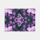 Vlinders en bloemen symmetrie, violet en blauw fleece deken (Voorkant (Horizontaal))