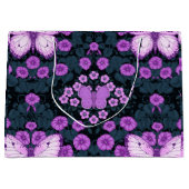 Vlinders en bloemen symmetrie, violet en blauw groot cadeauzakje (Voorkant)