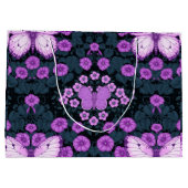 Vlinders en bloemen symmetrie, violet en blauw groot cadeauzakje (Achterkant)