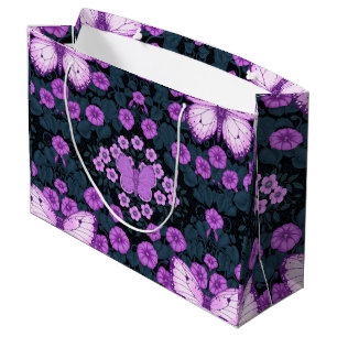 Vlinders en bloemen symmetrie, violet en blauw groot cadeauzakje
