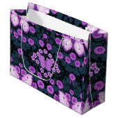 Vlinders en bloemen symmetrie, violet en blauw groot cadeauzakje (Voorkant Gekanteld)