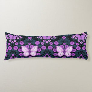 Vlinders en bloemen symmetrie, violet en blauw lichaamskussen