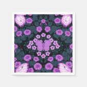 Vlinders en bloemen symmetrie, violet en blauw servet (Voorkant)