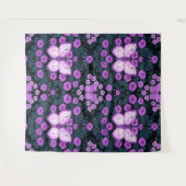 Vlinders en bloemen symmetrie, violet en blauw wandkleed (Voorkant (horizontaal))