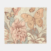Vlinders en bloemen tissuepapier fleece deken (Voorkant (Horizontaal))