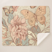 Vlinders en bloemen tissuepapier sherpa deken (Voorkant (horizontaal))