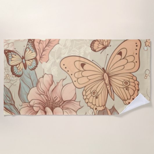 Vlinders en bloemen tissuepapier strandlaken (Voorkant)