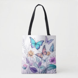 Vlinders en bloemen tote bag