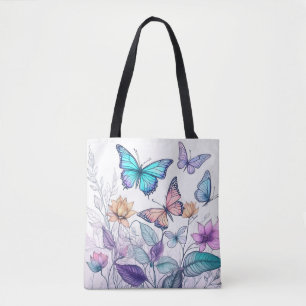 Vlinders en bloemen tote bag