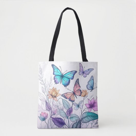 Vlinders en bloemen tote bag (Voorkant)