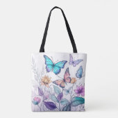 Vlinders en bloemen tote bag (Achterkant)