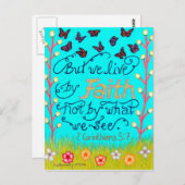 Vlinders en bloemen Typografie Bijbelvers Briefkaart (Voorkant / Achterkant)
