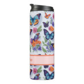 Vlinders en bloemen voor meisjes en vrouwen thermosbeker (Geroteerd rechts)