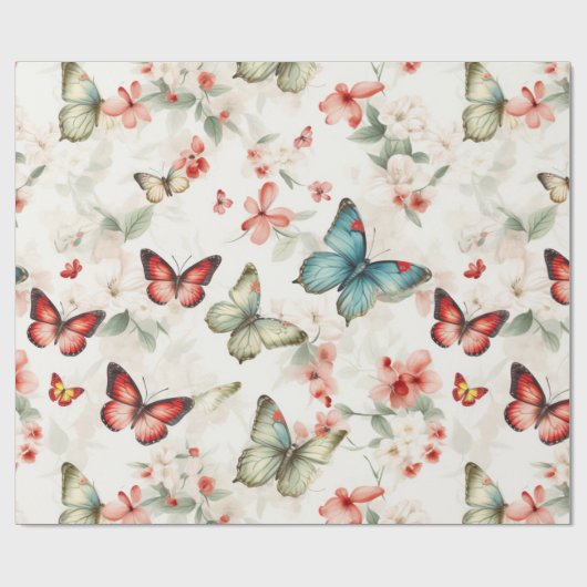  Vlinders en Bloesems Cadeaupapier (Vlak)