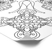 Vlinders en bloesems Mandala volwassen kleuren Poster (Hoek)