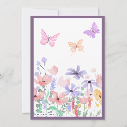 Vlinders en Blooms Baby shower Vereenvoudigd Kaart (Achterkant)