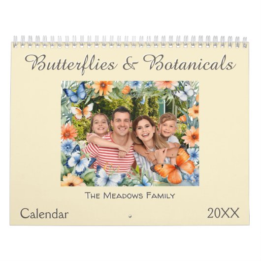 Vlinders en Botanicals Lijsten Custom Photo Kalender (Hoes)
