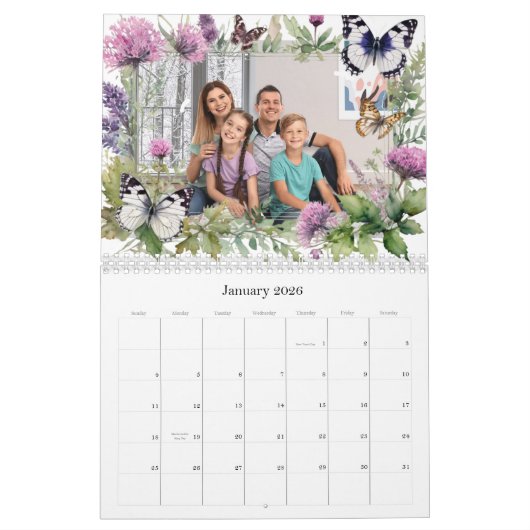 Vlinders en Botanicals Lijsten Custom Photo Kalender (Jan 2026)