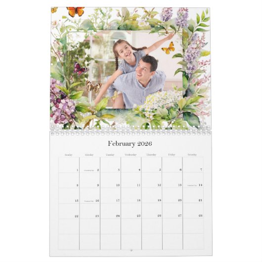 Vlinders en Botanicals Lijsten Custom Photo Kalender (Feb 2026)