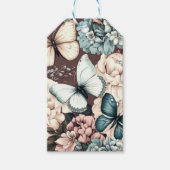 Vlinders en bruine bloemen cadeaulabel (Voorkant)
