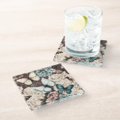 Vlinders en bruine bloemen glazen onderzetter (Schuin)