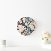 Vlinders en bruine bloemen ronde klok (Huis)