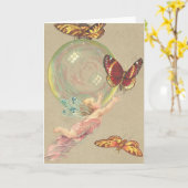 Vlinders en Bubble Kaart (Gele Bloem)