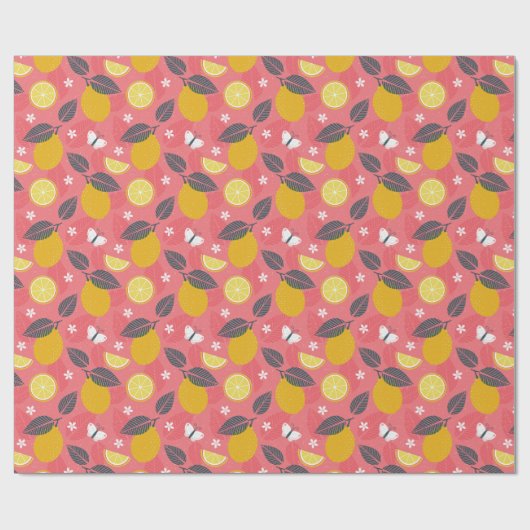 Vlinders en citroenen cadeaupapier (Vlak)