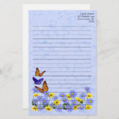  vlinders en Daisies Spring Garden Briefpapier (Voorkant / Achterkant)