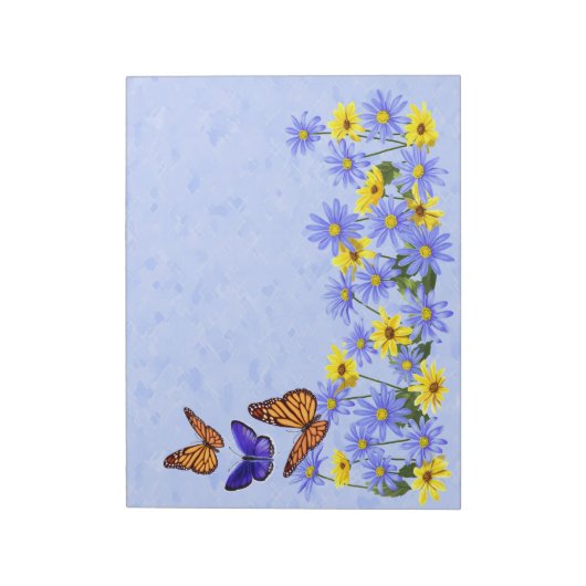  vlinders en Daisies Spring Garden Notitieblok (Linkerzijde)