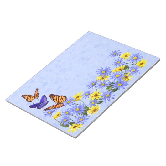  vlinders en Daisies Spring Garden Notitieblok (Schuin)