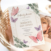 Vlinders en Eucalyptus Baby shower Kaart