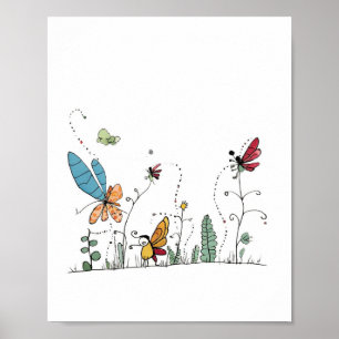 vlinders en feeën thema poster