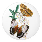  vlinders en Floral Illustration on Keramische Knop (Voorkant)