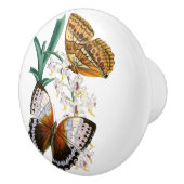  vlinders en Floral Illustration on Keramische Knop (Rechts)