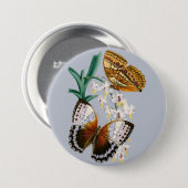  vlinders en Floral Illustration on Ronde Button 7,6 Cm (Voorkant /achterkant)