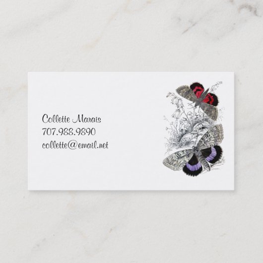 Vlinders en gebladerte roepkaart visitekaartje (Achterkant)