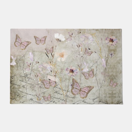  vlinders en gedroogde bloemen deurmat (Voorkant)