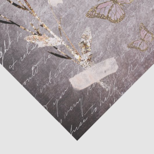 vlinders en gedroogde bloemen tissuepapier (Detail)