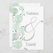 Vlinders en groene chrysanten bruiloft kaart (Voorkant / Achterkant)