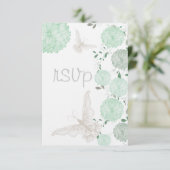 Vlinders en groene chrysanten RSVP Kaartje (Staand voorkant)