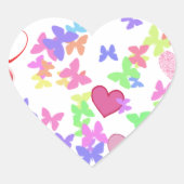 vlinders en harten hart sticker (Voorkant)