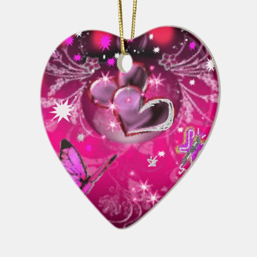 vlinders en harten keramisch ornament (Links)