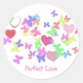 vlinders en harten ronde sticker